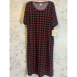 LULAROE Dress Marly 2X Midi Black Geometric Pockets NWT